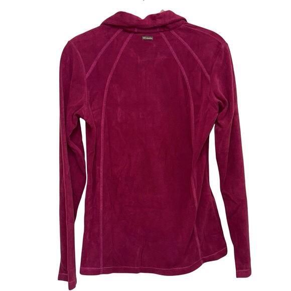 Columbia Quarter Zip Fleece Burgundy Top - Picture 2 of 5